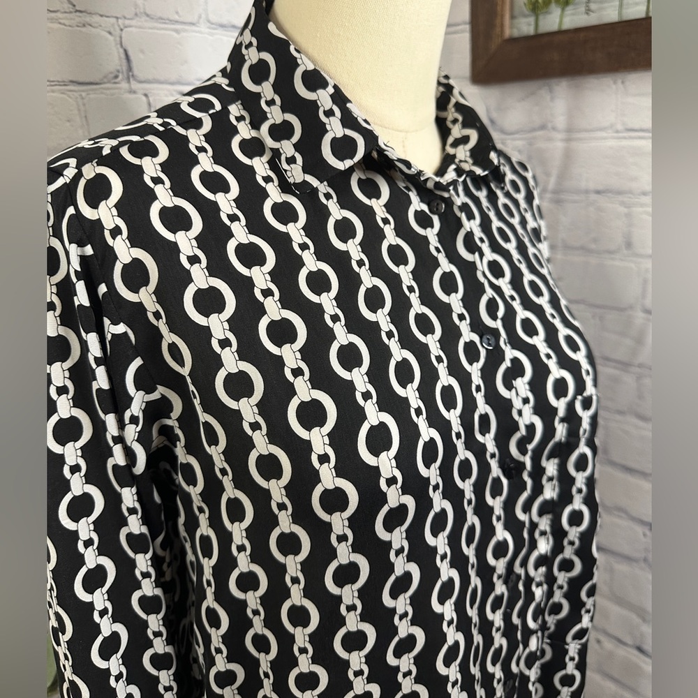 Zara Satin Chain Button Down tunic blouse - Picture 3 of 7